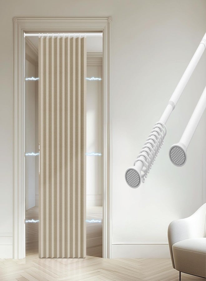 gonnrly Accordion Door Curtain - 100% Light-Blocking Bedroom Door Curtain with Included Rod for Easy Installation, Suitable for Doorway Privacy Beige 43" W x 78" L - Image 1